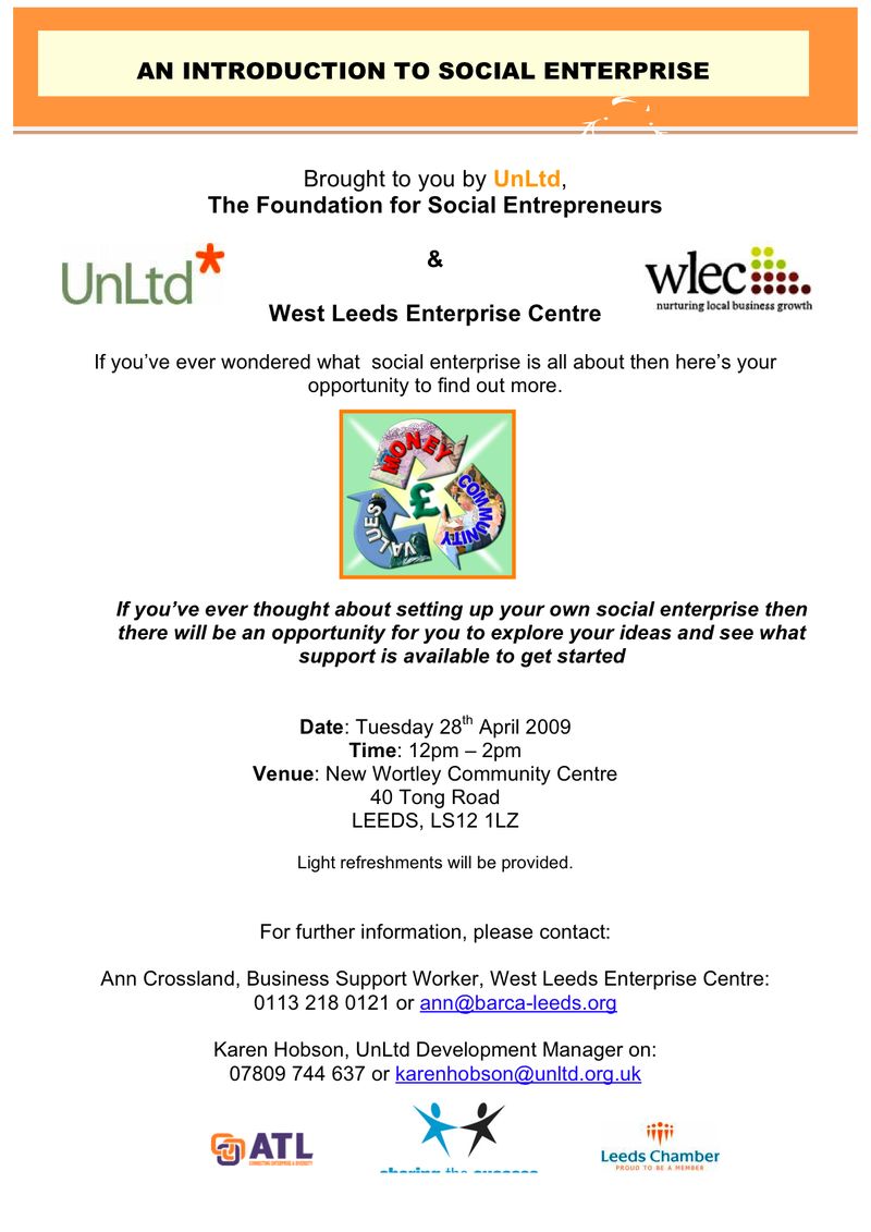 West Leeds Social Enterprise Event Flyer